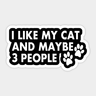 I Love My Cat Shirt I Like My Cat and Maybe 3 People Sticker